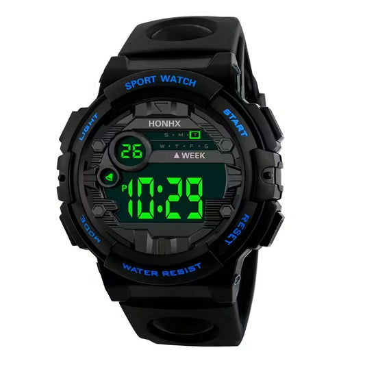 Digital Sport Watch for Kids – Black TPU Strap, Luminous Display, Alarm, Stopwatch & Water Resistant