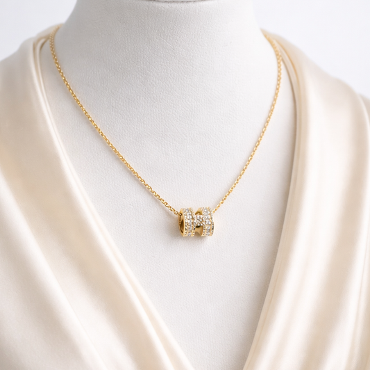 NECKLACE WITH CRISTAL ROLL PENDANT, ADJUSTABLE CHAIN, FASHION JEWELRY IMITATION GOLD