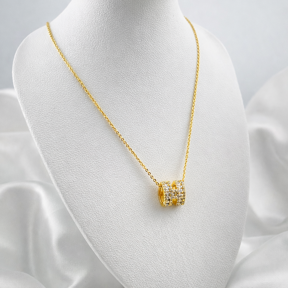 NECKLACE WITH CRISTAL ROLL PENDANT, ADJUSTABLE CHAIN, FASHION JEWELRY IMITATION GOLD