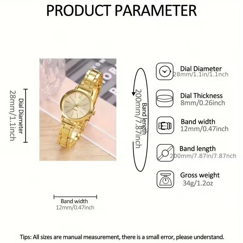 2PCS Watch & Love Bangle Set – Elegant Quartz Wrist Watch with Matching Bracelet | Fashion Jewelry Set