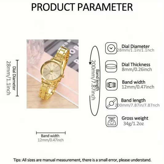 2PCS Watch & Love Bangle Set – Elegant Quartz Wrist Watch with Matching Bracelet | Fashion Jewelry Set