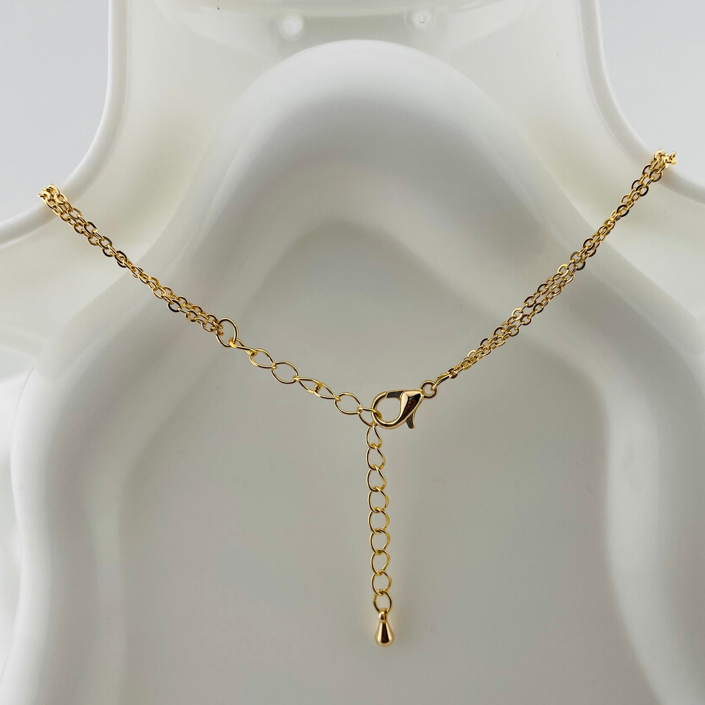 DUAL LAYERED NECKLACE DOUBLE HEART STONE PENDANTS, ADJUSTABLE CHAIN, FASHION JEWELRY IMITATION GOLD