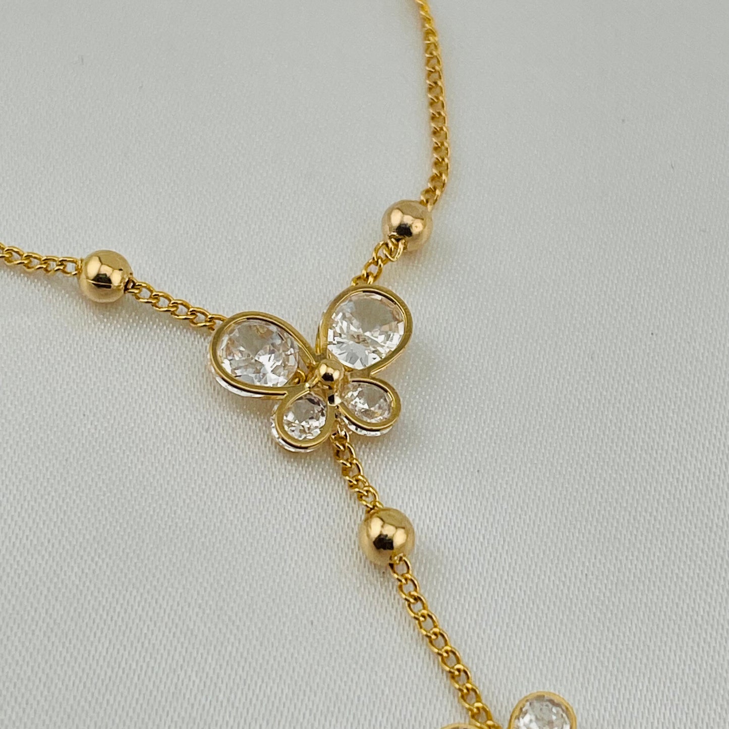 Floral Hand Harness Chain Bracelet – Crystal Flower Motifs | Adjustable | Hath Phool | Imitation Gold Fashion Jewelry