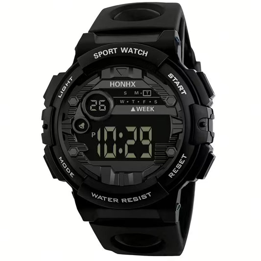 Digital Sport Watch for Kids – Black TPU Strap, Luminous Display, Alarm, Stopwatch & Water Resistant